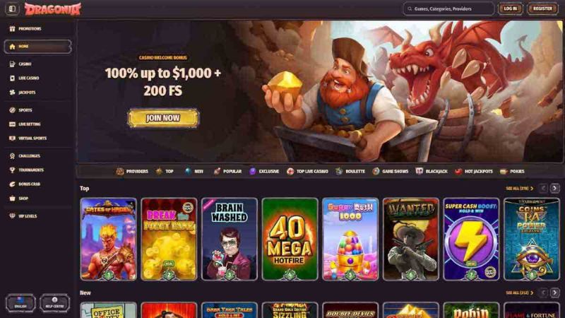 Dragonia Casino mobile interface